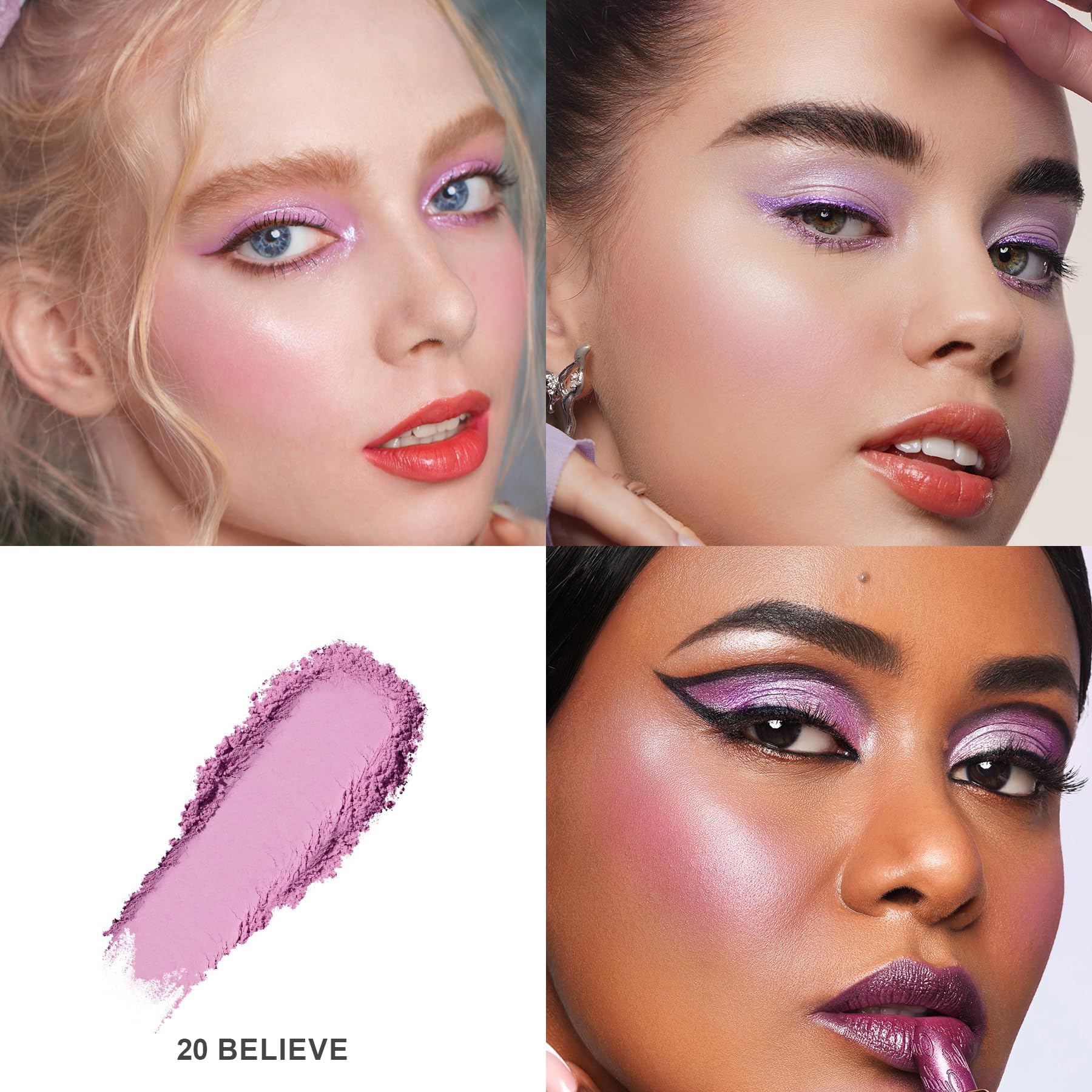Oulac Purple Blush for Cheeks – Matte Finish, High Pigment, Long-Lasting, Rose Oil