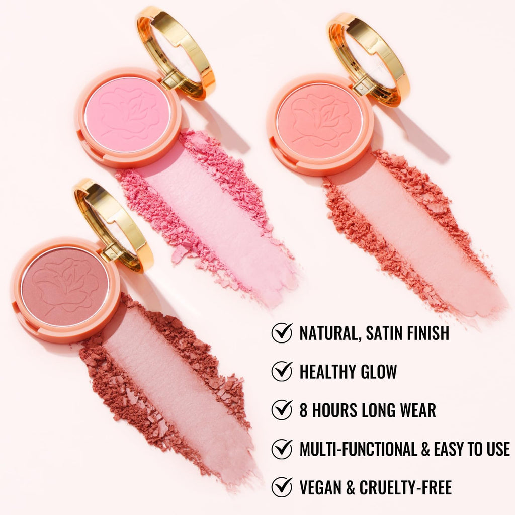 Oulac Purple Blush for Cheeks – Matte Finish, High Pigment, Long-Lasting, Rose Oil
