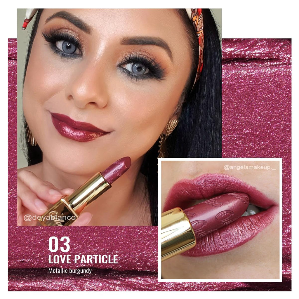 Oulac Red Lipstick & Lipliner Set – High Impact, Moisturizing, Vegan (4.3g x3) LL07+03+04