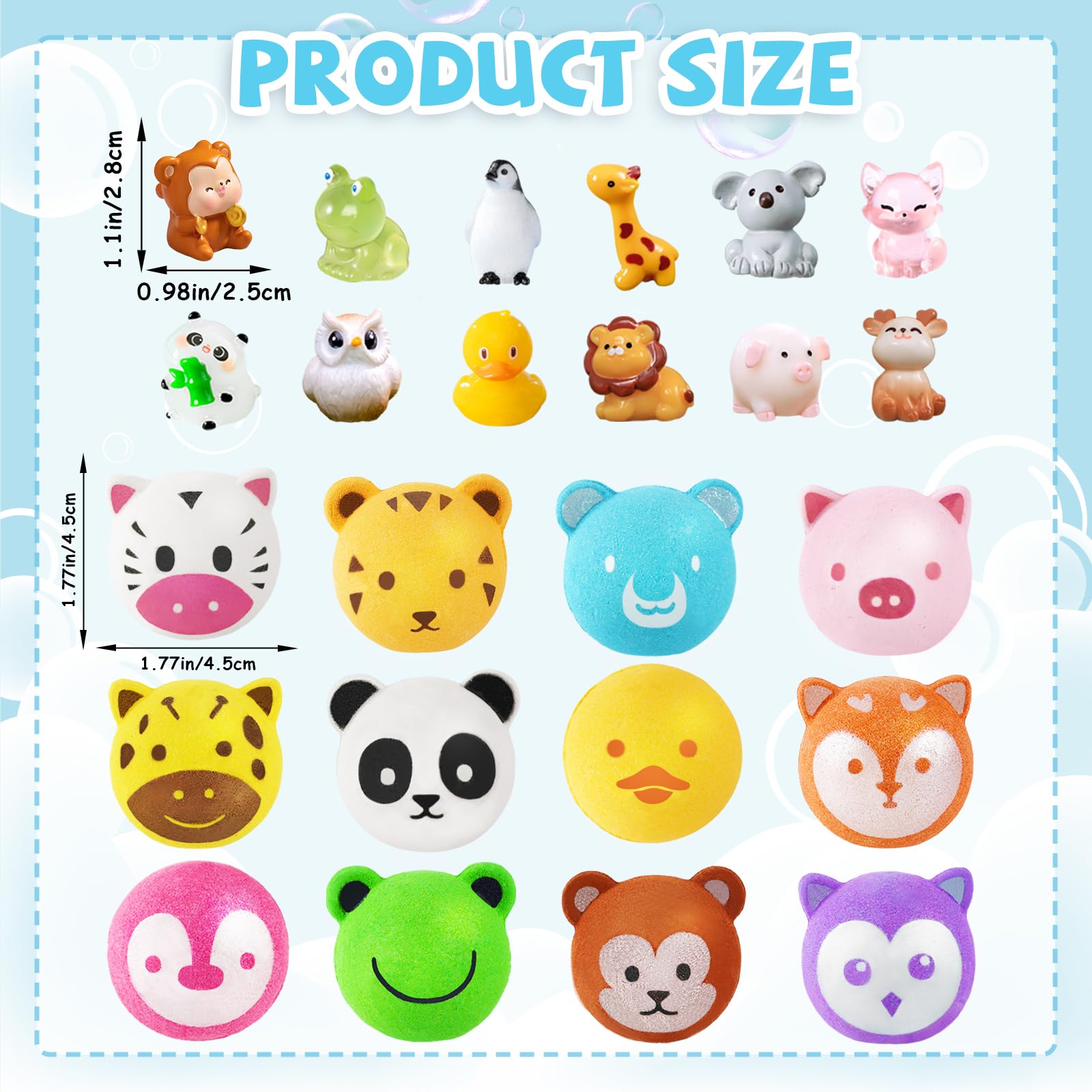 OuMuaMua Kids Bath Bombs with Surprise Toys Inside – 12 Animal-Shaped Bombs