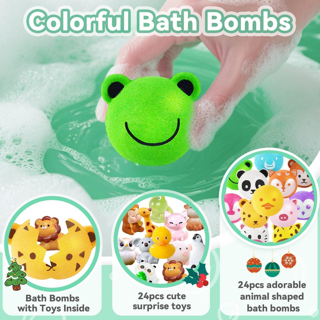 OuMuaMua Christmas Advent Calendar 2025 – 24 Bath Bombs with Surprise Toys Inside