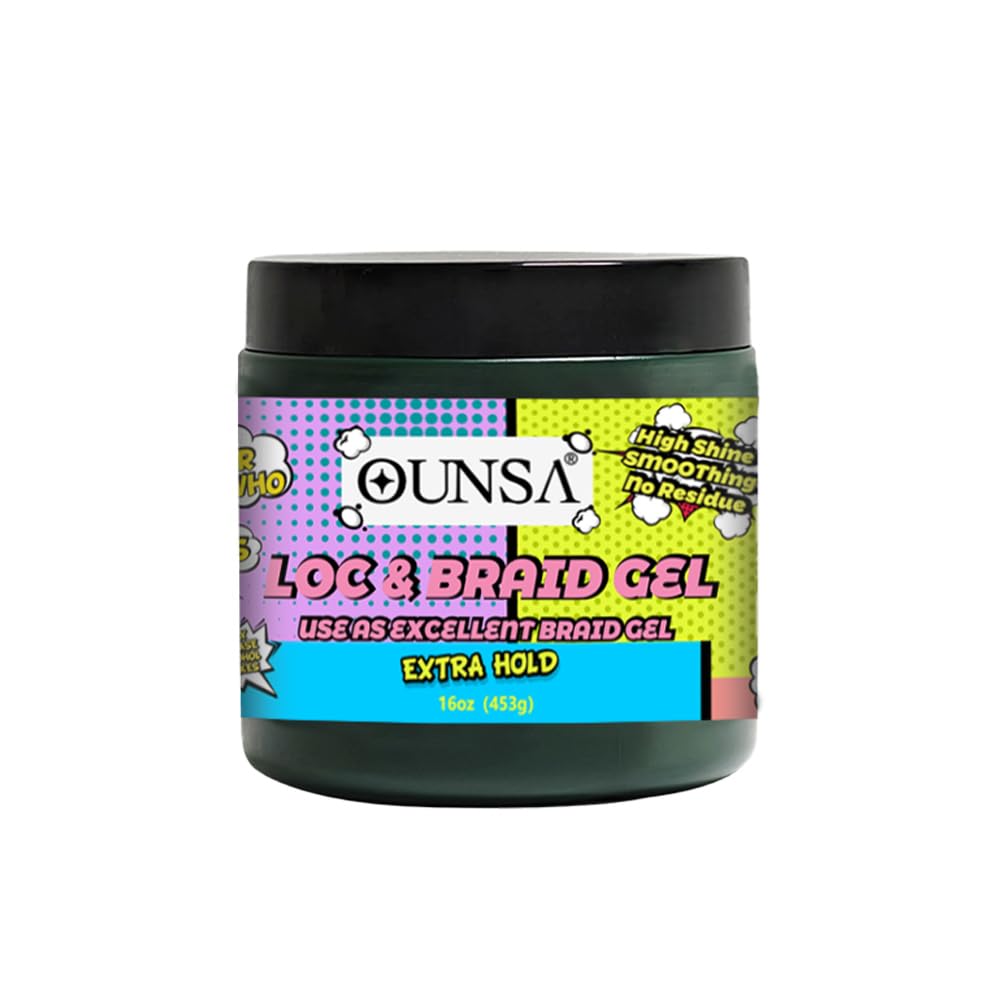 OUNSA Braid Gel for 4C Hair (16oz) – Extreme Hold, No Flake, Edge Control