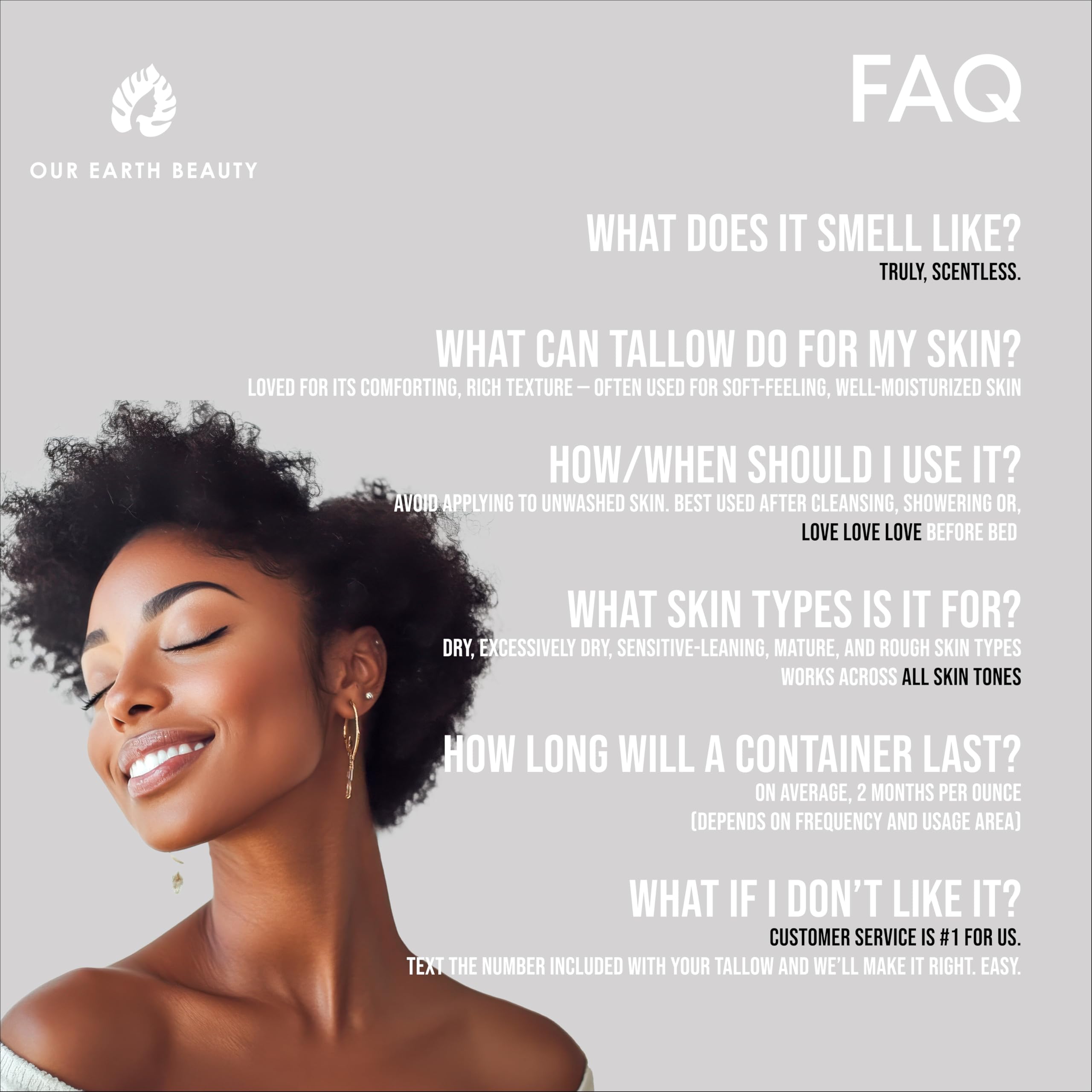 Our Earth Beauty Organic Beef Tallow Face Cream – Unscented, Grass-Fed, Whipped Moisturizer | USA Made