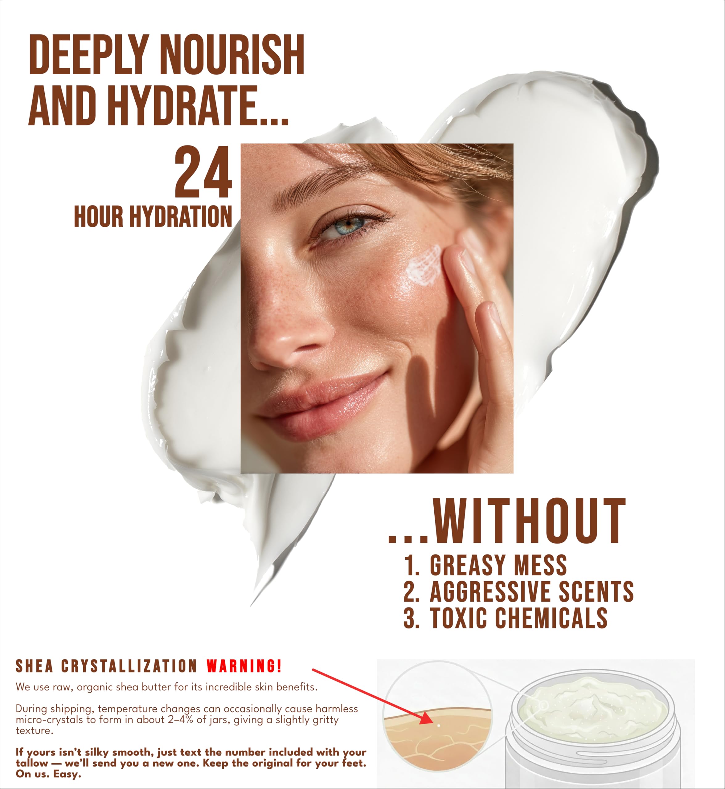 Our Earth Beauty Organic Beef Tallow Face Cream – Unscented, Grass-Fed, Whipped Moisturizer | USA Made