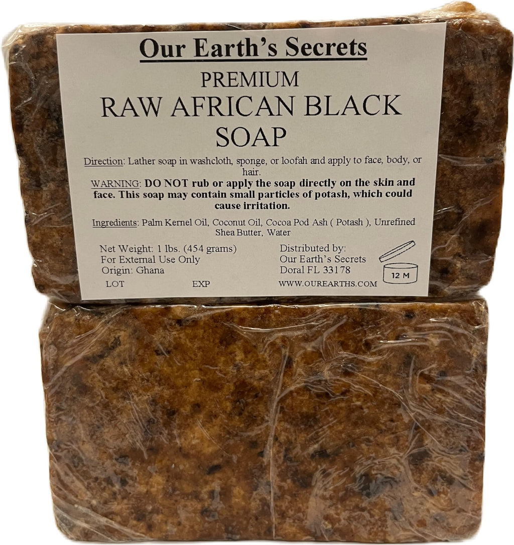 Our Earth's Secrets Raw African Black Soap – 1 lb Premium, Ghana Origin