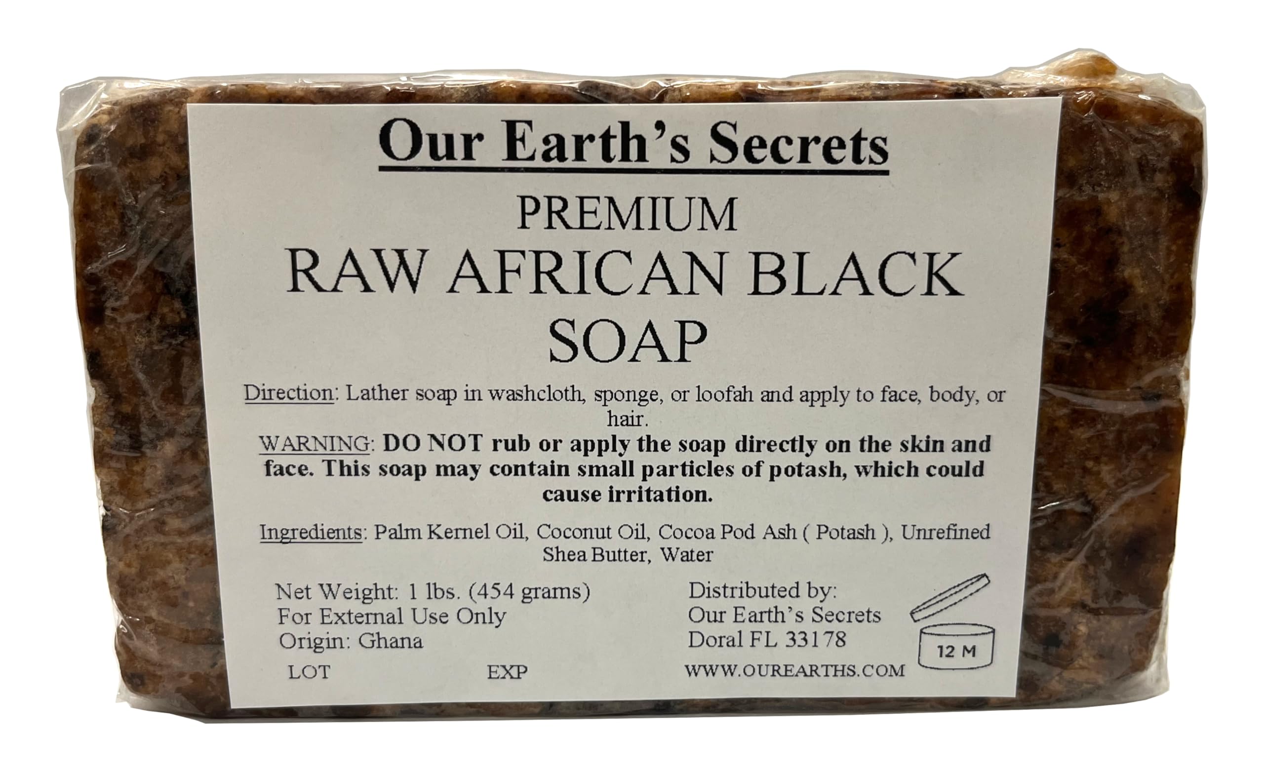Our Earth's Secrets Raw African Black Soap – 1 lb Premium, Ghana Origin