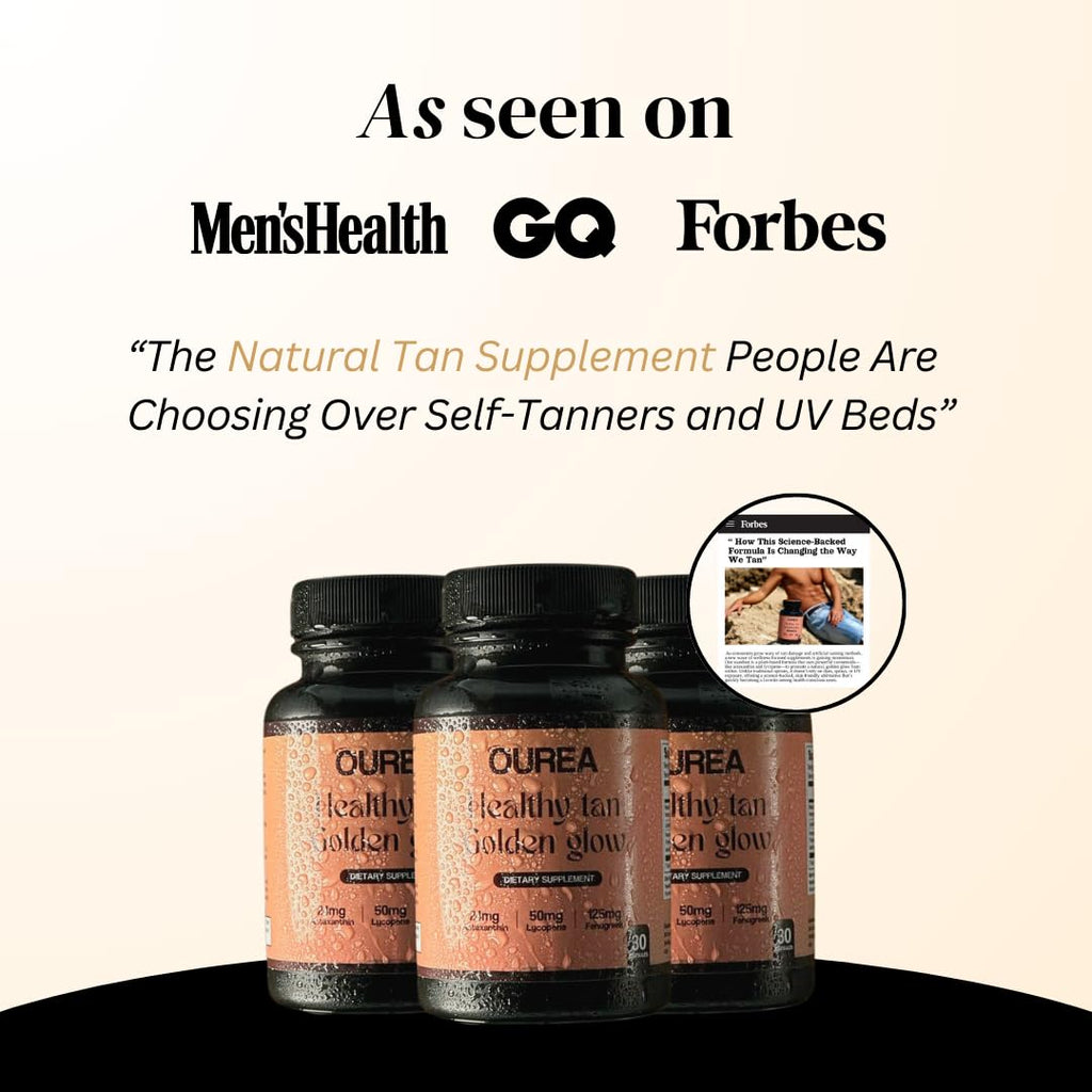 Ourea Carotenoid Golden Glow Tanning Pills – 30 Capsules | 3-in-1 Skin Tone & Wellness Support