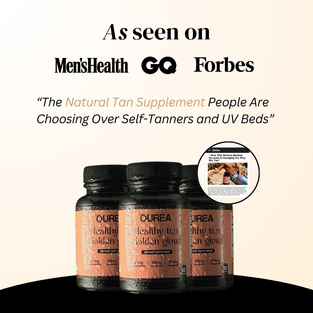 Ourea Carotenoid Golden Glow Tanning Pills – 30 Capsules | 3-in-1 Skin Tone & Wellness Support