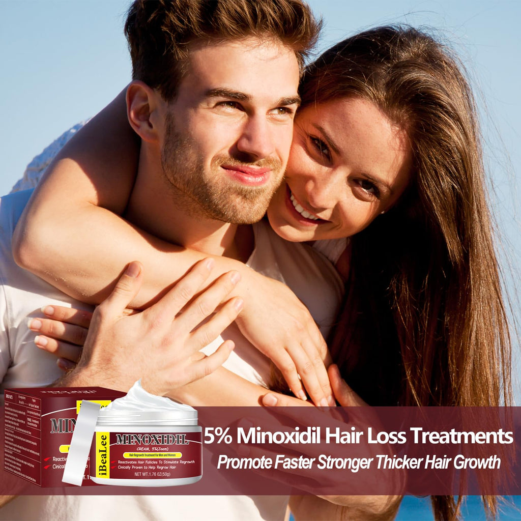 OURMUST 5% Minoxidil Hair Growth Cream – Extra Strength for Men & Women, 2 Bottles