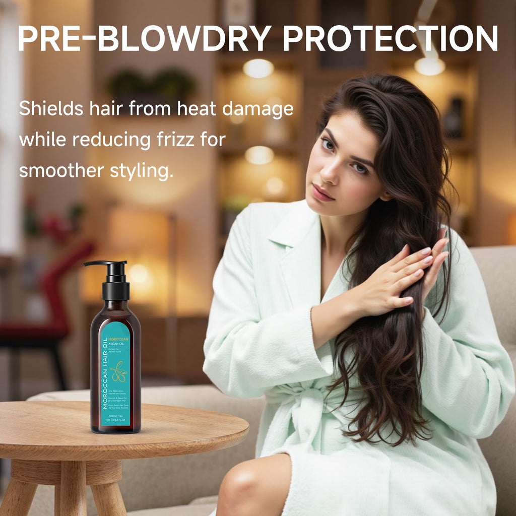Outccogo Moroccan Argan Oil – Frizz Control & Nourishing Hair Oil (3.4 fl oz)