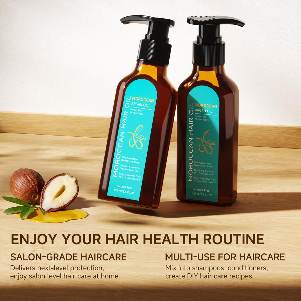Outccogo Moroccan Argan Oil – Frizz Control & Nourishing Hair Oil (3.4 fl oz)