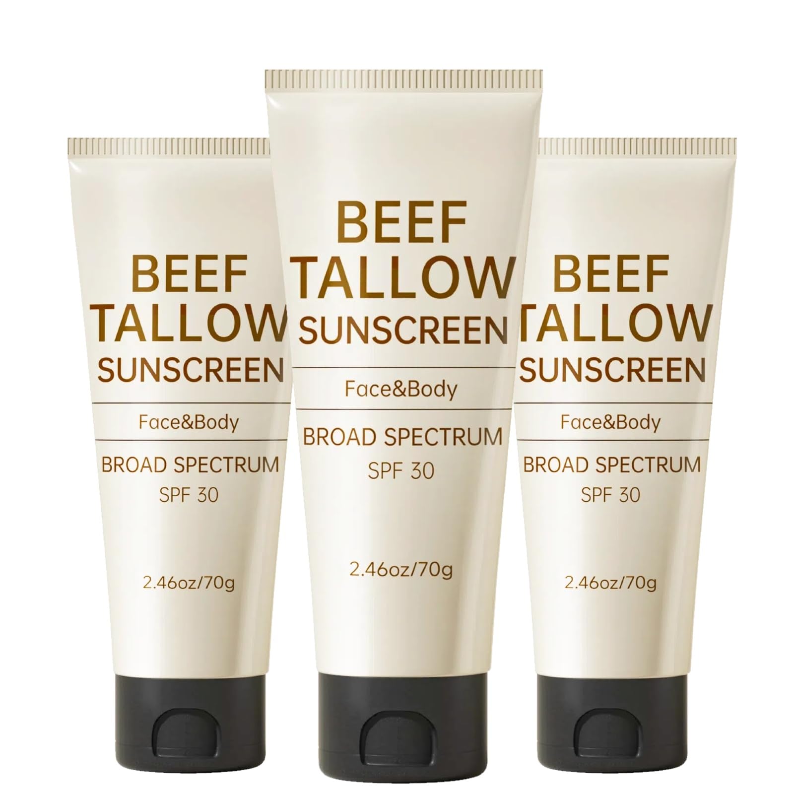 Outccogo Tallow Sunscreen SPF30 – Reef Safe, Non-Greasy Face & Body Sunblock, 7.38 oz x 3