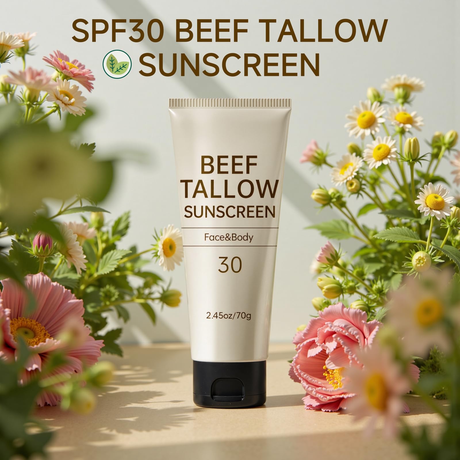 Outccogo Tallow Sunscreen SPF30 – Reef Safe, Non-Greasy Face & Body Sunblock, 7.38 oz x 3