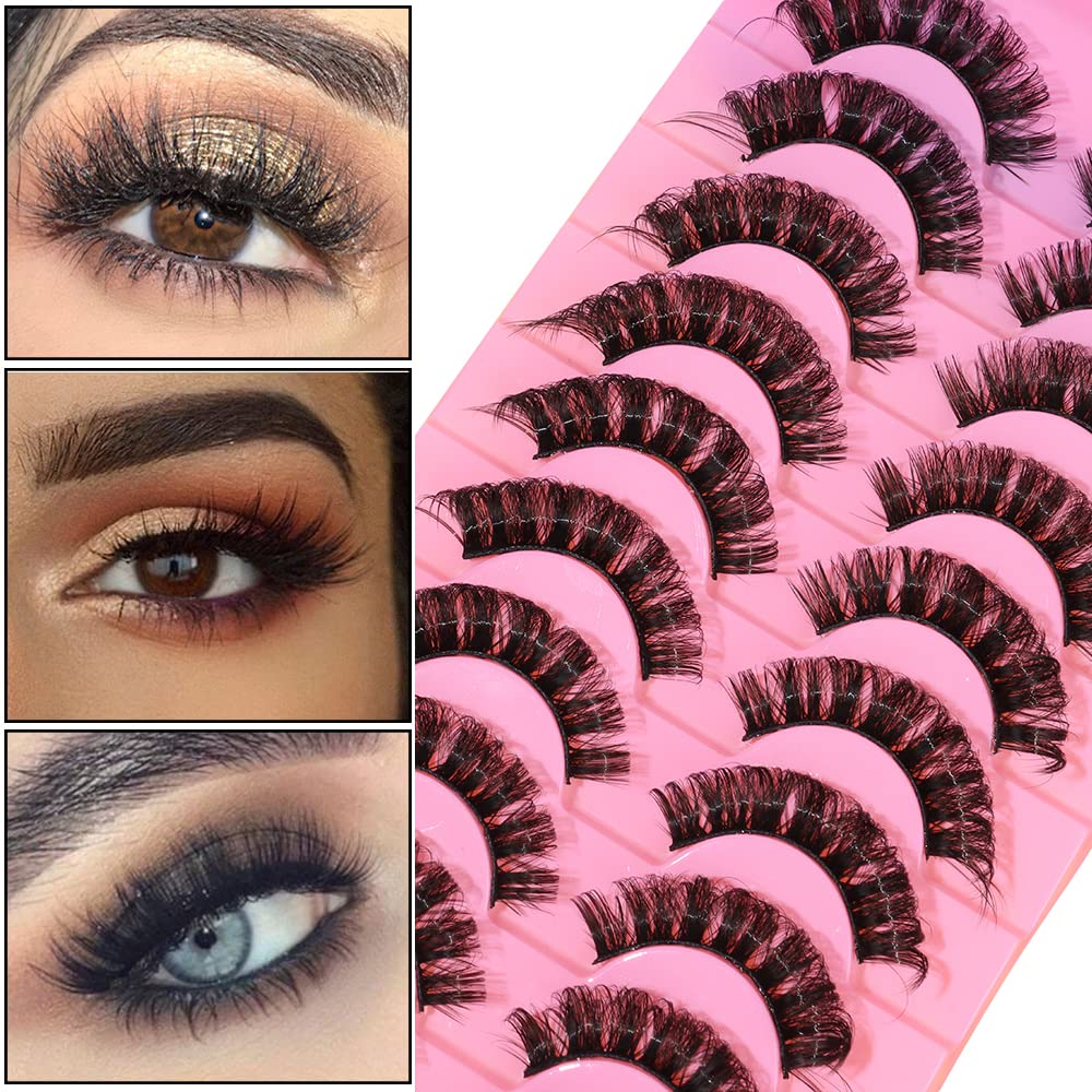 outopen Russian D Curl Lashes – 10 Pairs, 15-18mm, Reusable Faux Mink