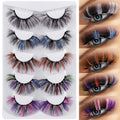 outopen 5 Pairs 20mm Glitter Lashes – Colorful Mink Lashes for Halloween, Cosplay & Party Makeup