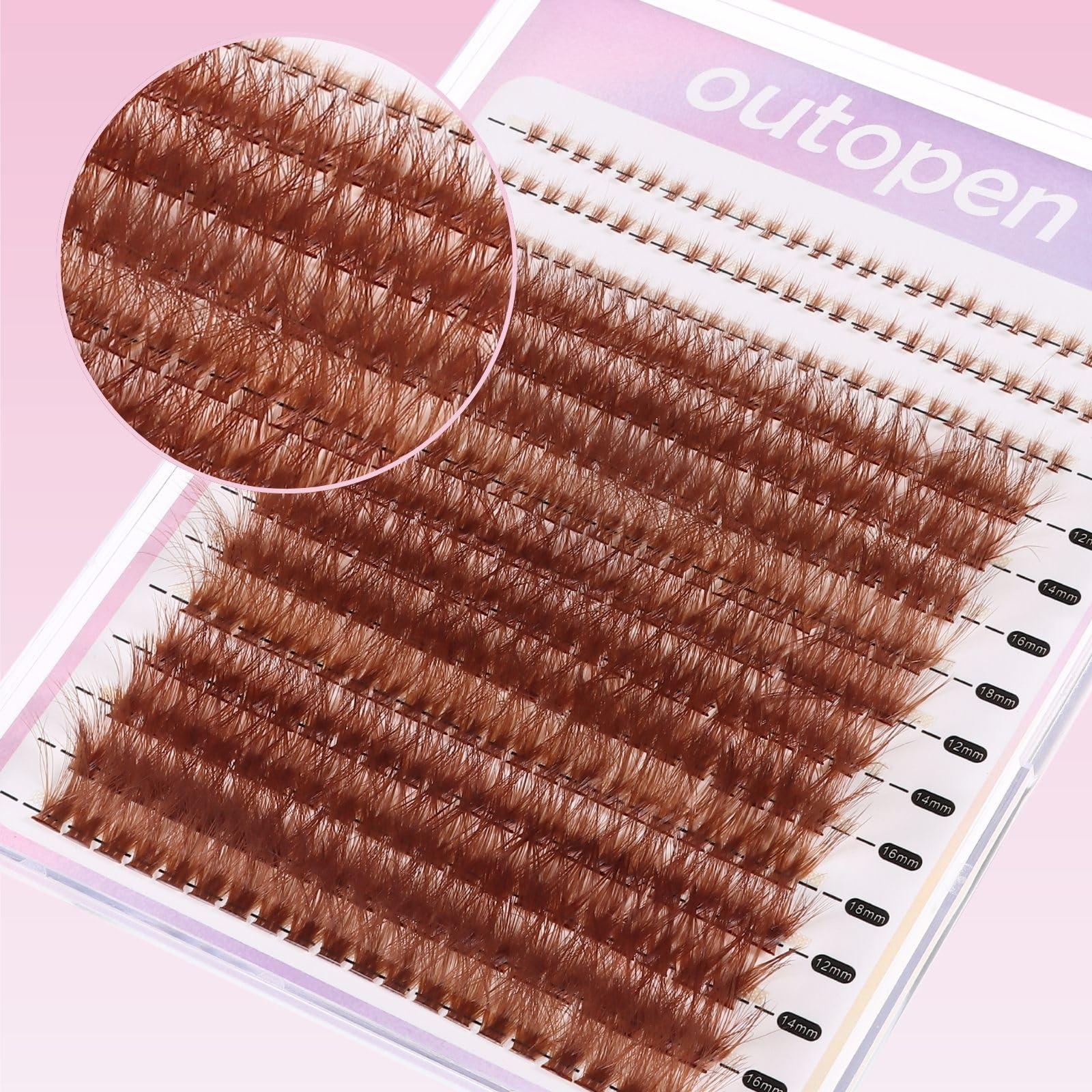 outopen Brown Lash Clusters Extension Kit – 276Pcs DIY Lash Kit with Tweezer & Glue