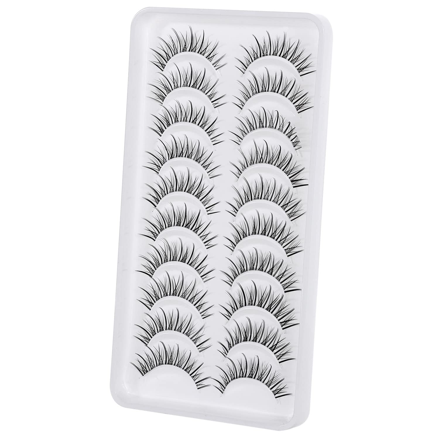 outopen Manga Lashes – Natural Look Anime Style with Clear Band, 10 Pairs Pack