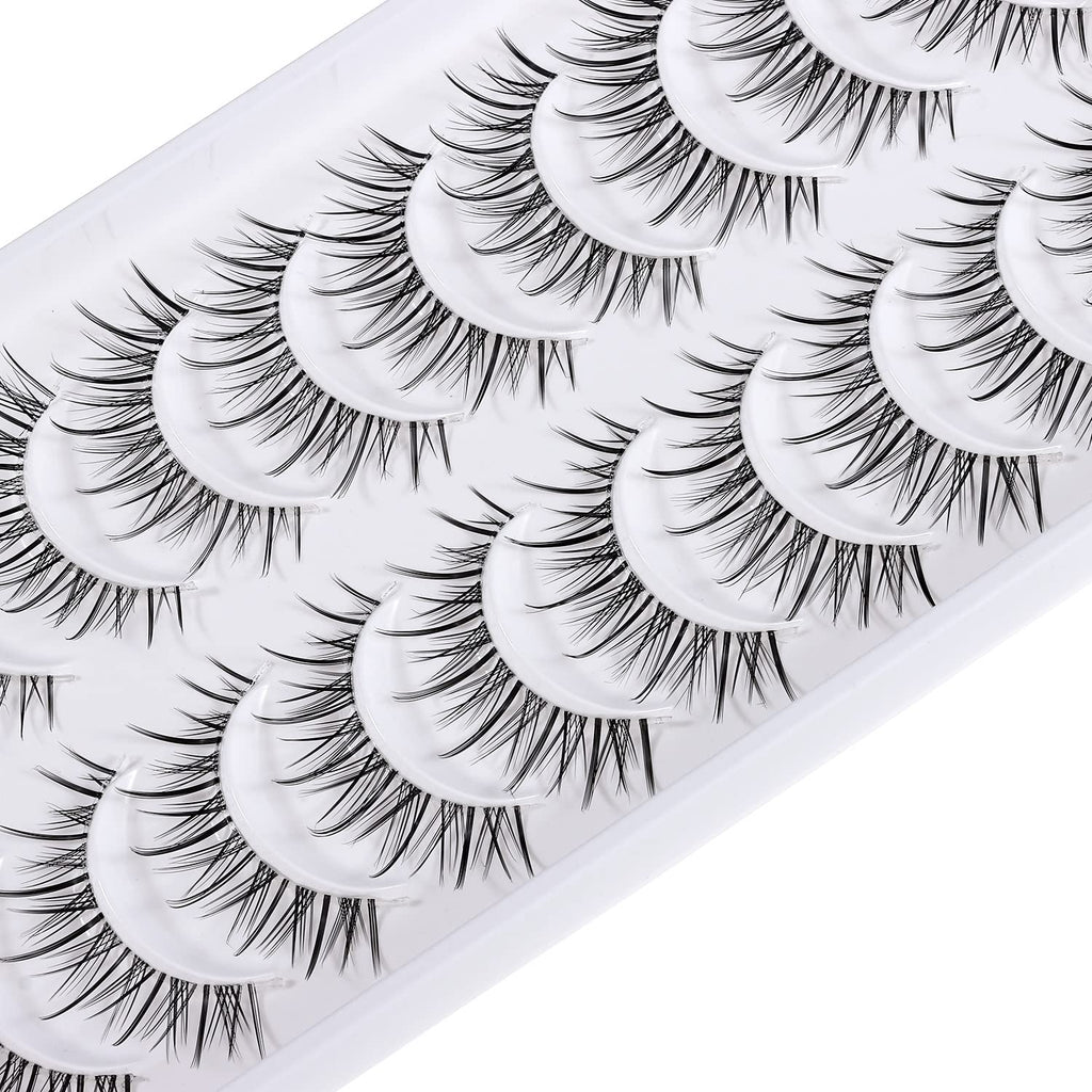 outopen Manga Lashes – Natural Look Anime Style with Clear Band, 10 Pairs Pack