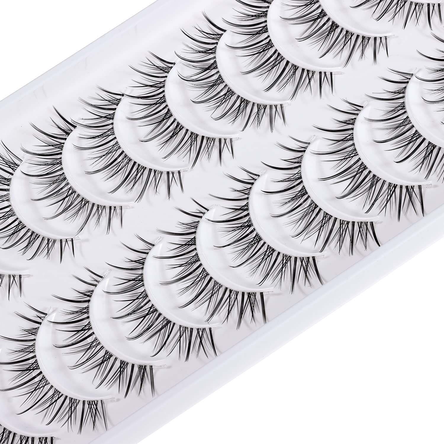 outopen Manga Lashes – Natural Look Anime Style with Clear Band, 10 Pairs Pack