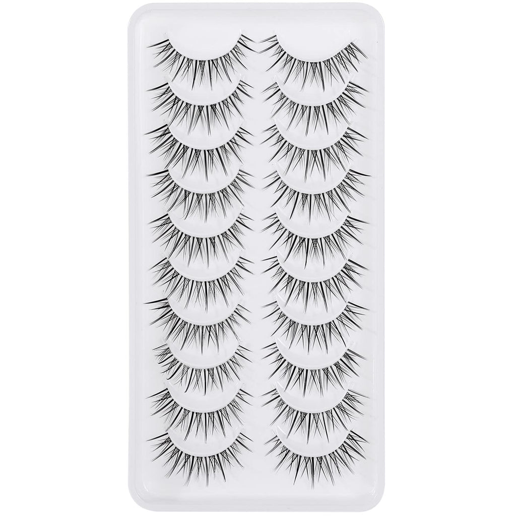 outopen Manga Lashes – Natural Look Anime Style with Clear Band, 10 Pairs Pack