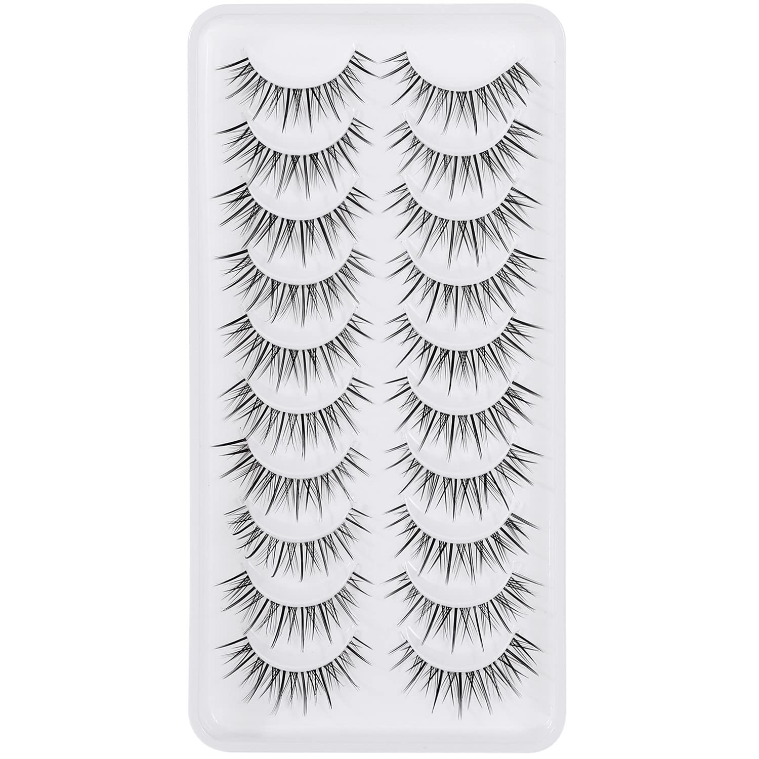outopen Manga Lashes – Natural Look Anime Style with Clear Band, 10 Pairs Pack