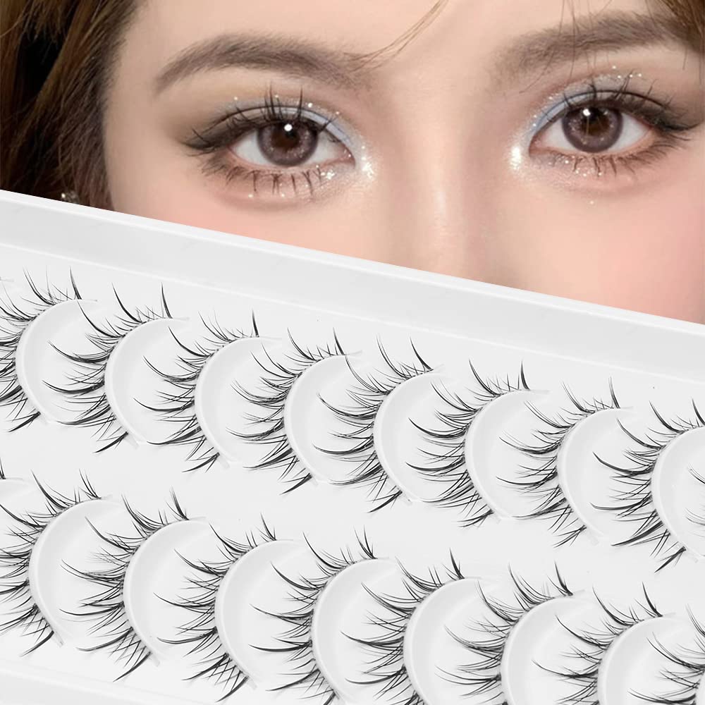 Outopen Manga Lashes with Clear Band – 9-13mm Asian Style False Eyelashes