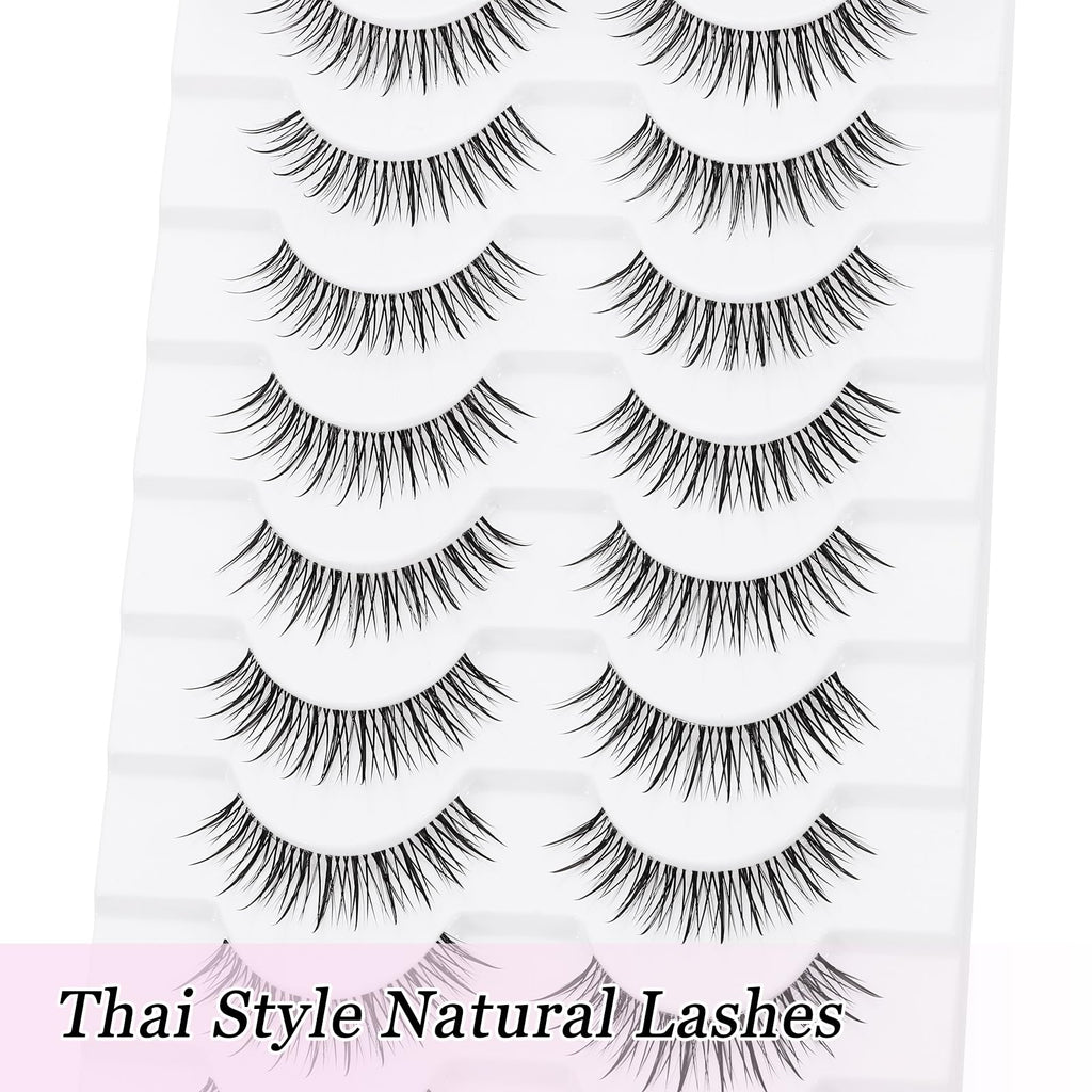 outopen Manga Lashes – 10 Pairs Natural Look with Clear Band | Anime-Inspired Lashes