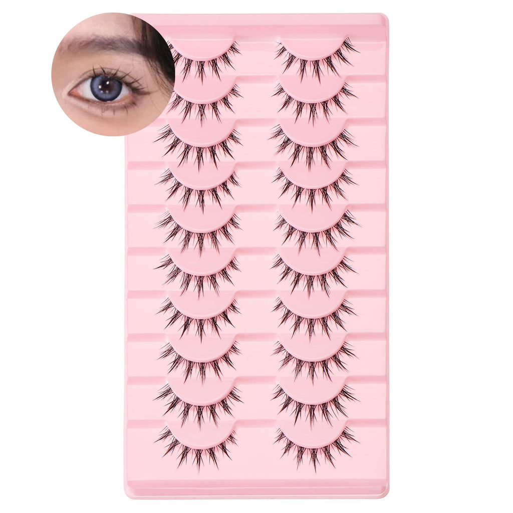 outopen Manga Lashes – 10 Pairs Natural Look Wispy Spiky Anime Lashes for Cosplay