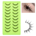 outopen Manga Lashes – 10 Pairs Clear Band 9-12mm, Wet Look Spiky Anime Eyelashes