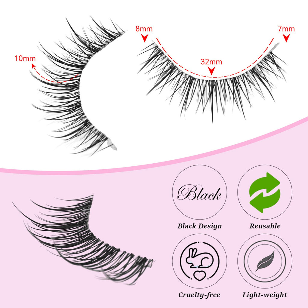 Outopen Manga Lashes - Natural Look Wispy Spiky Anime Lashes with Clear Band for Cosplay