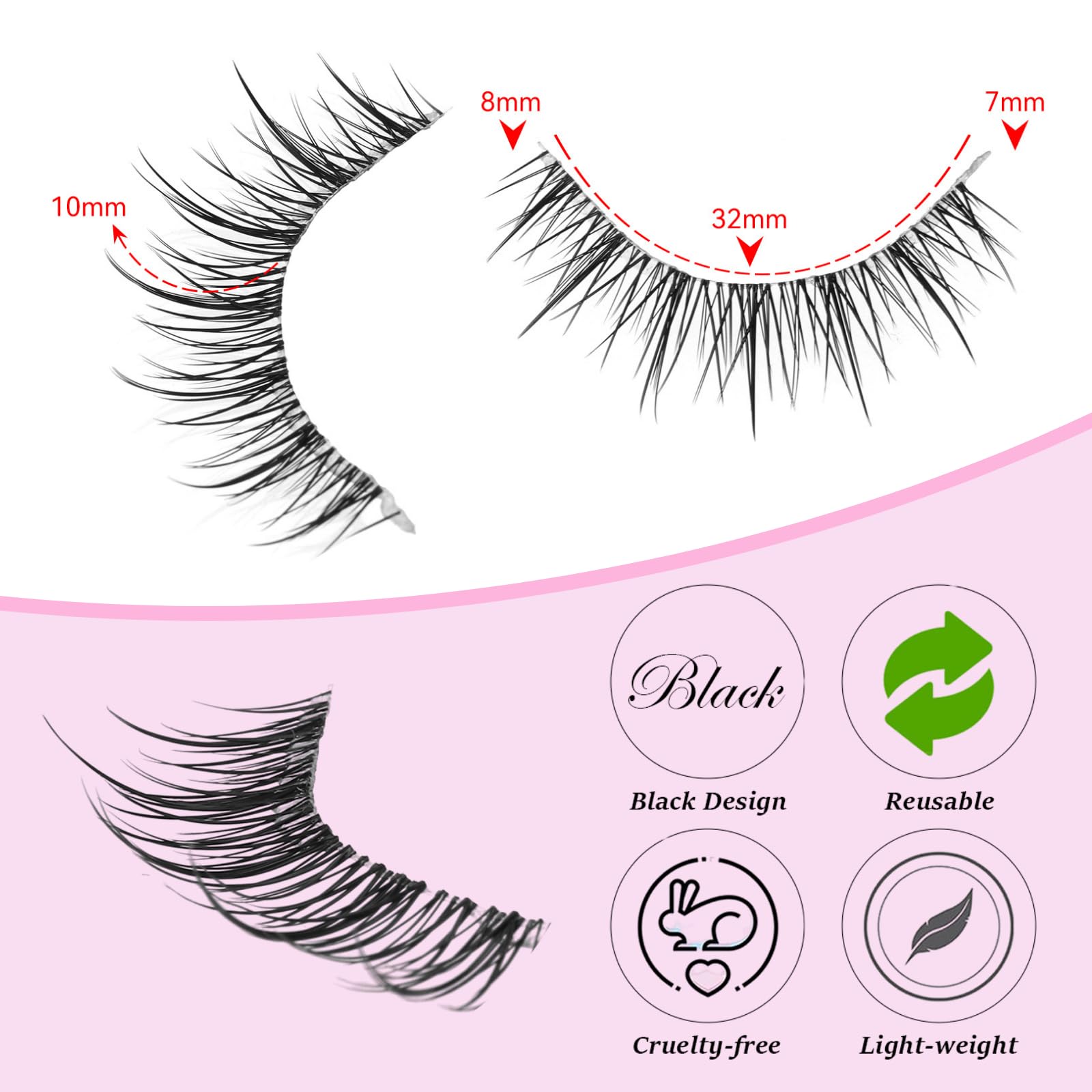 Outopen Manga Lashes - Natural Look Wispy Spiky Anime Lashes with Clear Band for Cosplay