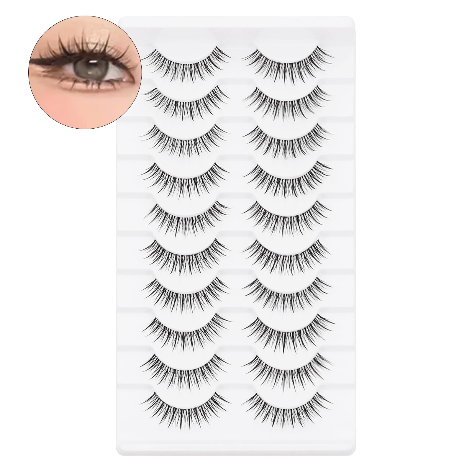 outopen Manga Lashes – 10 Pairs Natural Look with Clear Band | Anime-Inspired Lashes