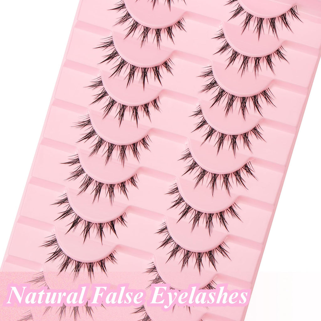 outopen Manga Lashes – 10 Pairs Natural Look Wispy Spiky Anime Lashes for Cosplay