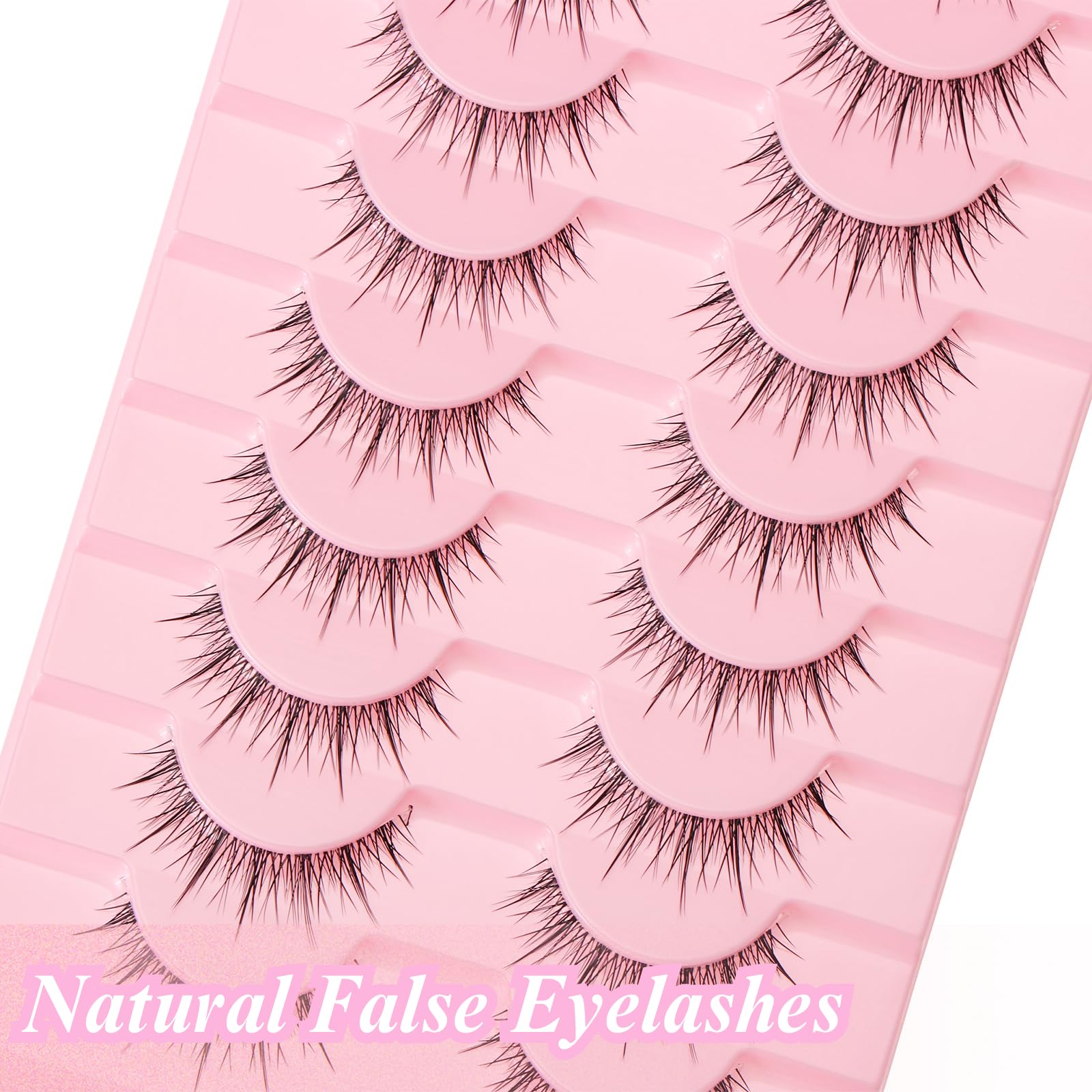Outopen Manga Lashes - Natural Look Wispy Spiky Anime Lashes with Clear Band for Cosplay