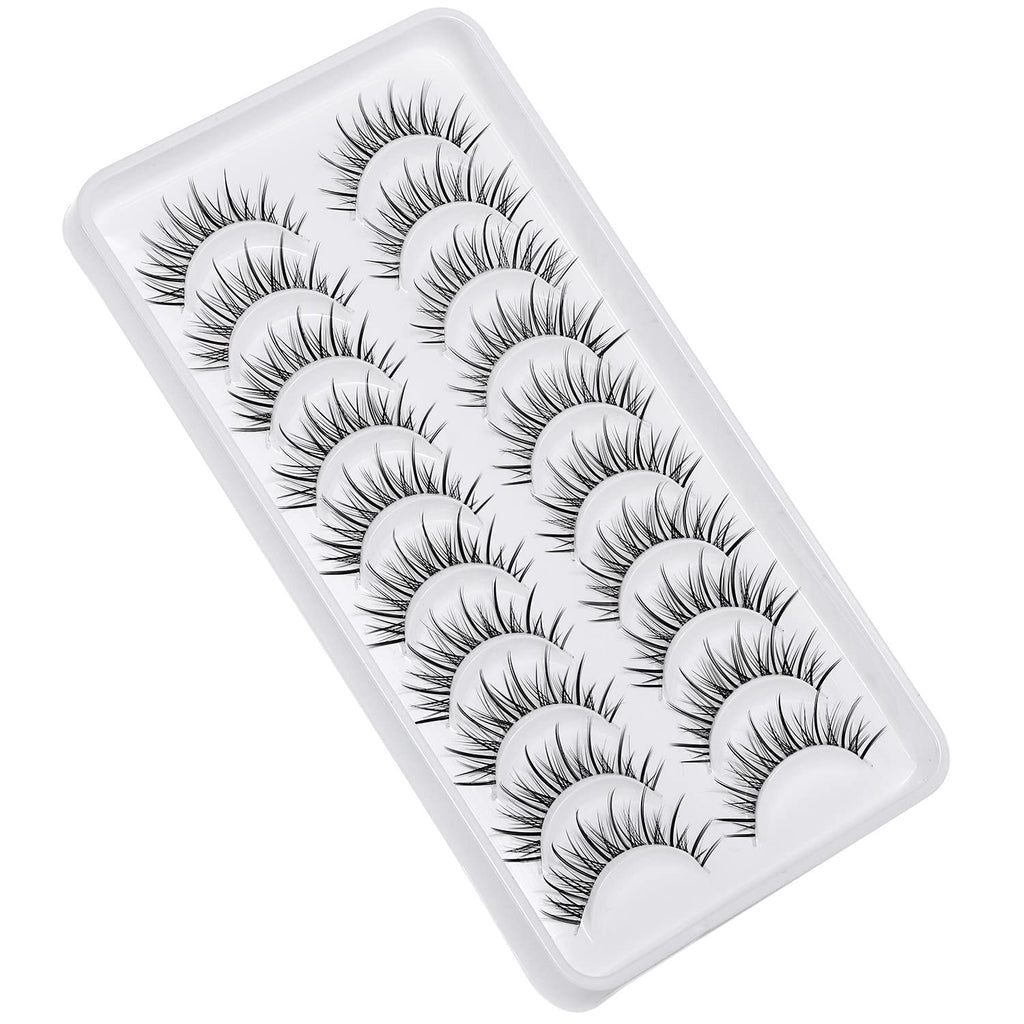 outopen Manga Lashes – Natural Look Anime Style with Clear Band, 10 Pairs Pack