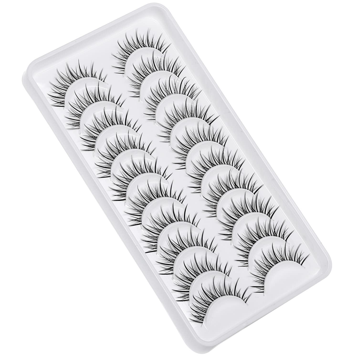 outopen Manga Lashes – Natural Look Anime Style with Clear Band, 10 Pairs Pack