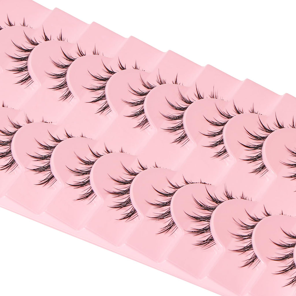 outopen Manga Lashes – 10 Pairs Natural Look Wispy Spiky Anime Lashes for Cosplay