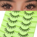 Outopen 7 Pairs Manga Lashes – Natural Look, Spiky Wispy Anime Lashes, Clear Band