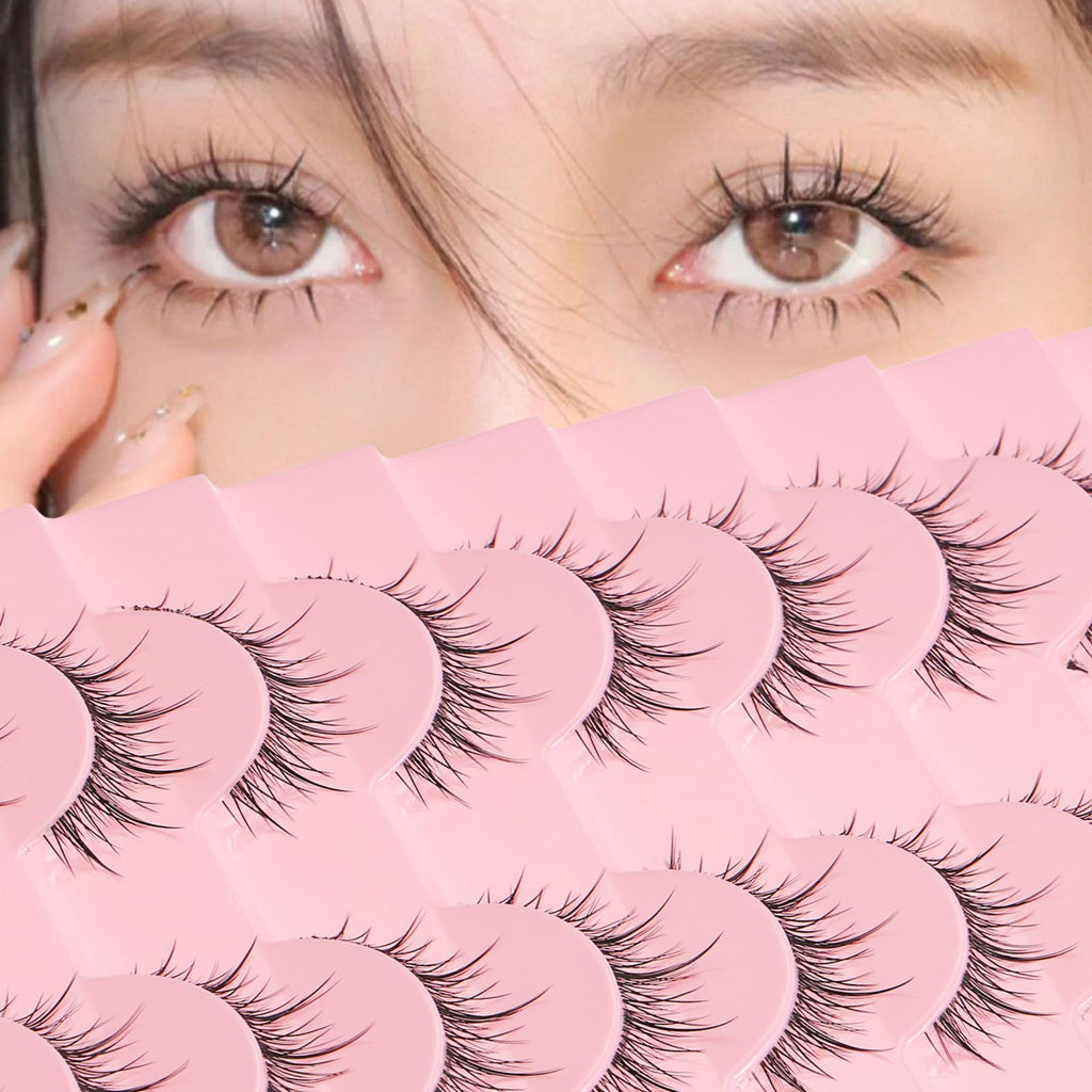 Outopen Manga Lashes - Natural Look Wispy Spiky Anime Lashes with Clear Band for Cosplay