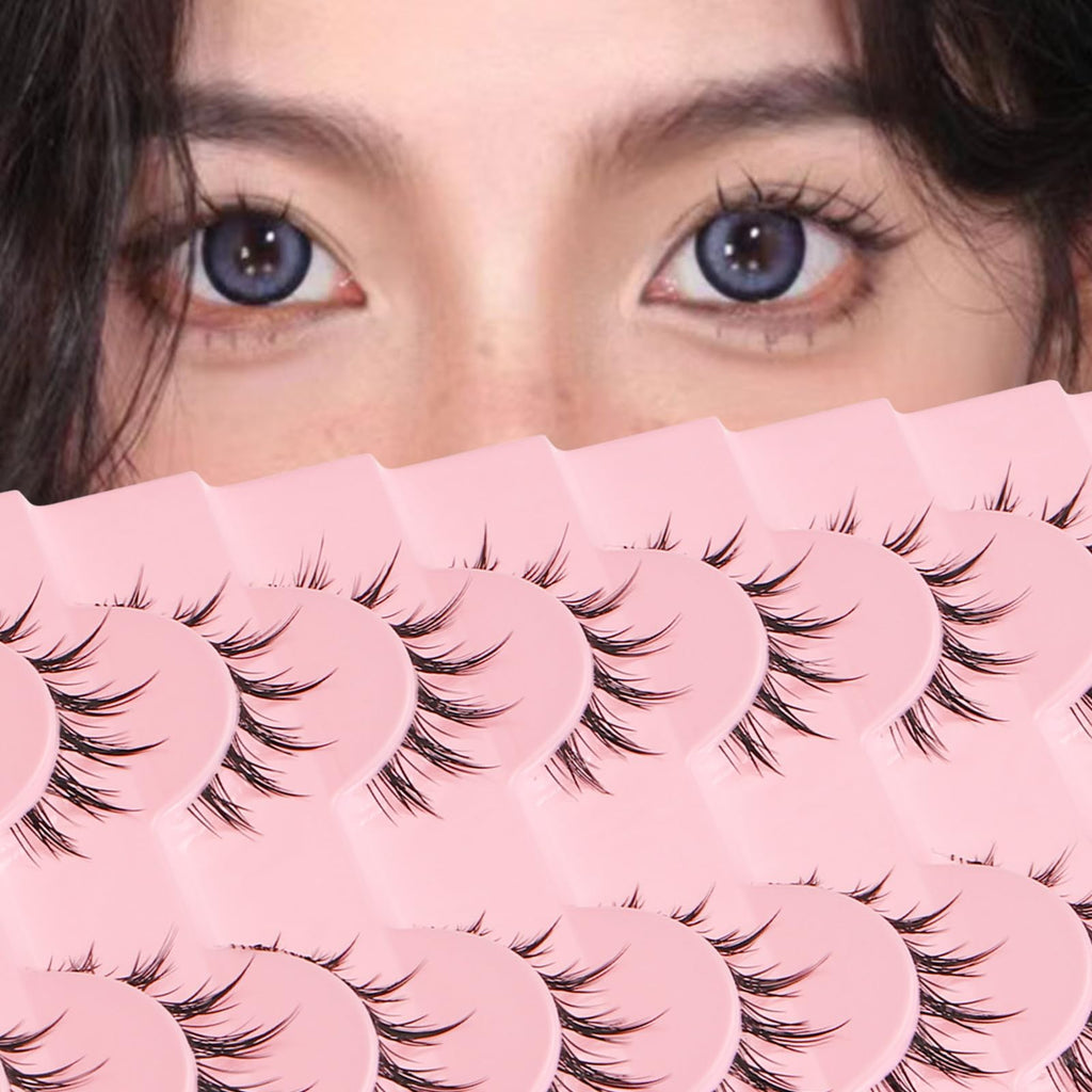outopen Manga Lashes – 10 Pairs Natural Look Wispy Spiky Anime Lashes for Cosplay
