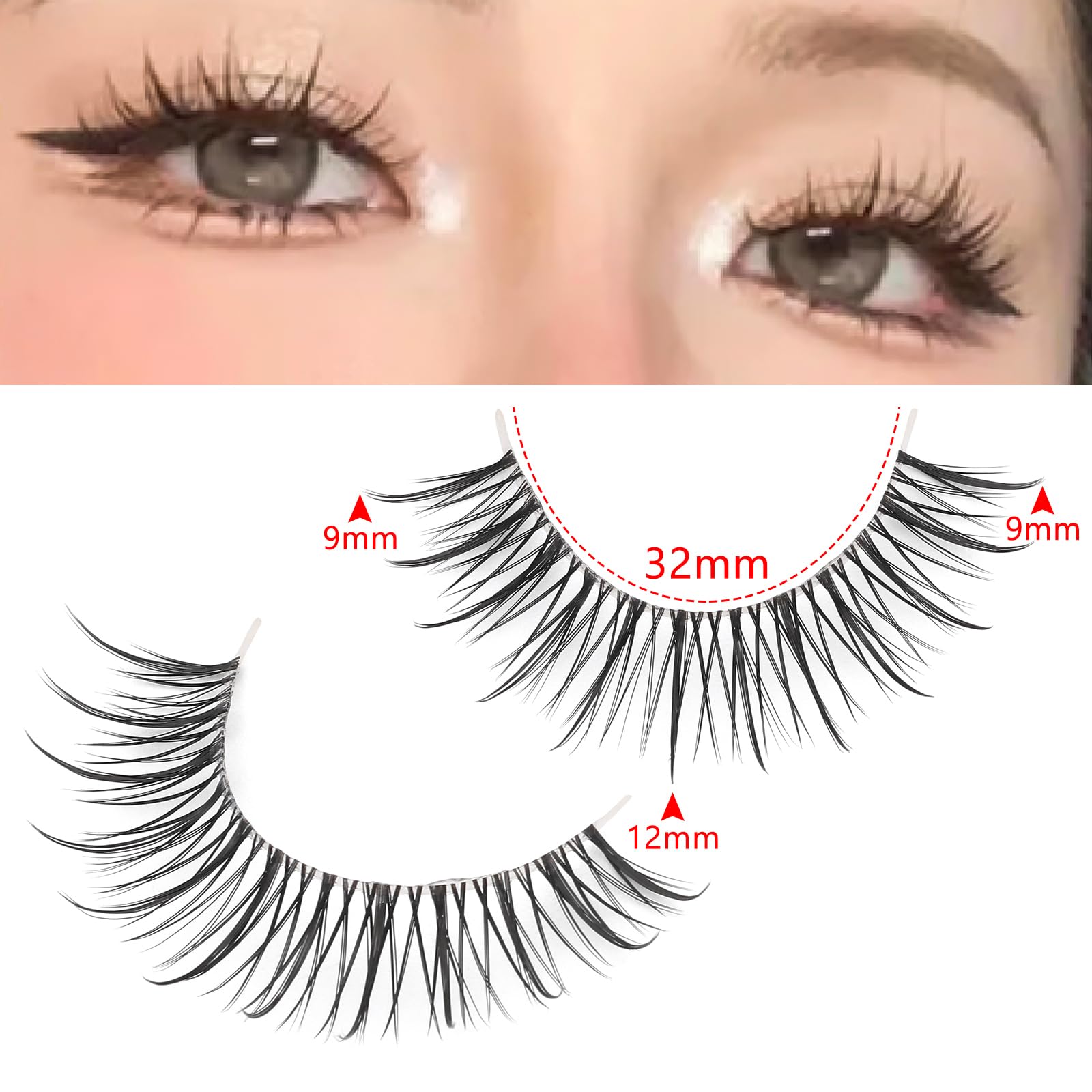 outopen Manga Lashes – 10 Pairs Natural Look with Clear Band | Anime-Inspired Lashes