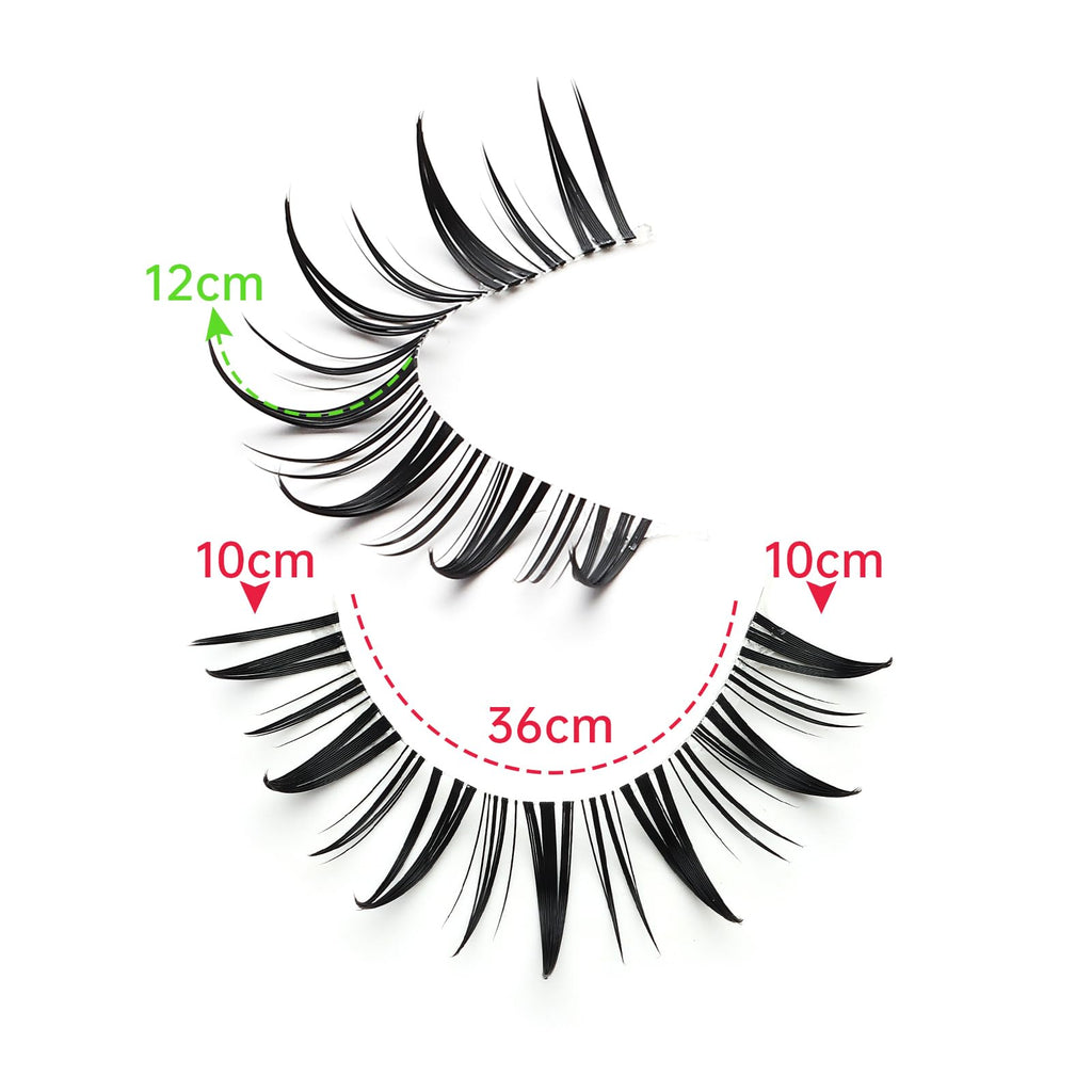 Outopen 7 Pairs Manga Lashes – Natural Look, Spiky Wispy Anime Lashes, Clear Band