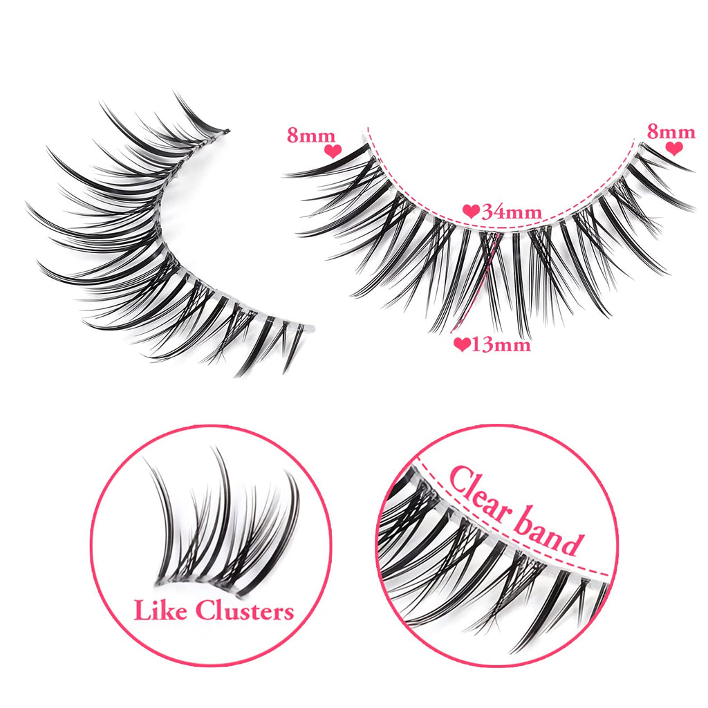 outopen Manga Lashes – Natural Look Anime Style with Clear Band, 10 Pairs Pack