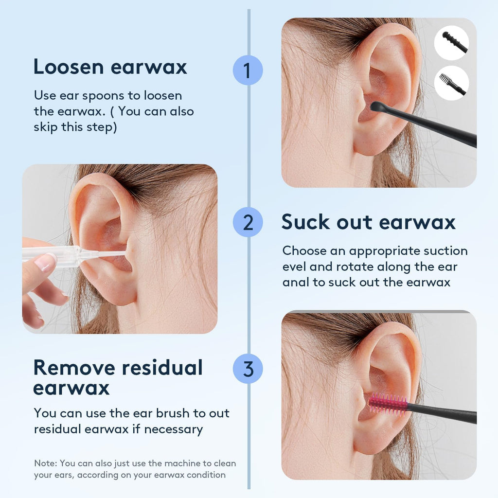Outstart Ear Wax Vacuum Removal Kit — 9-Level Suction, Reusable Ear Cleaner (White)