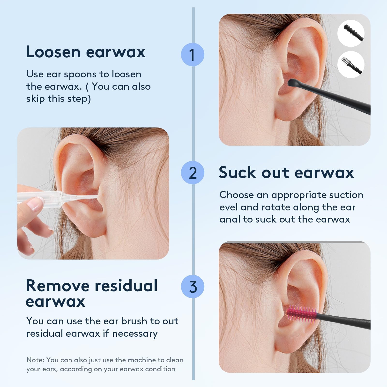 Outstart Ear Wax Vacuum Removal Kit — 9-Level Suction, Reusable Ear Cleaner (White)