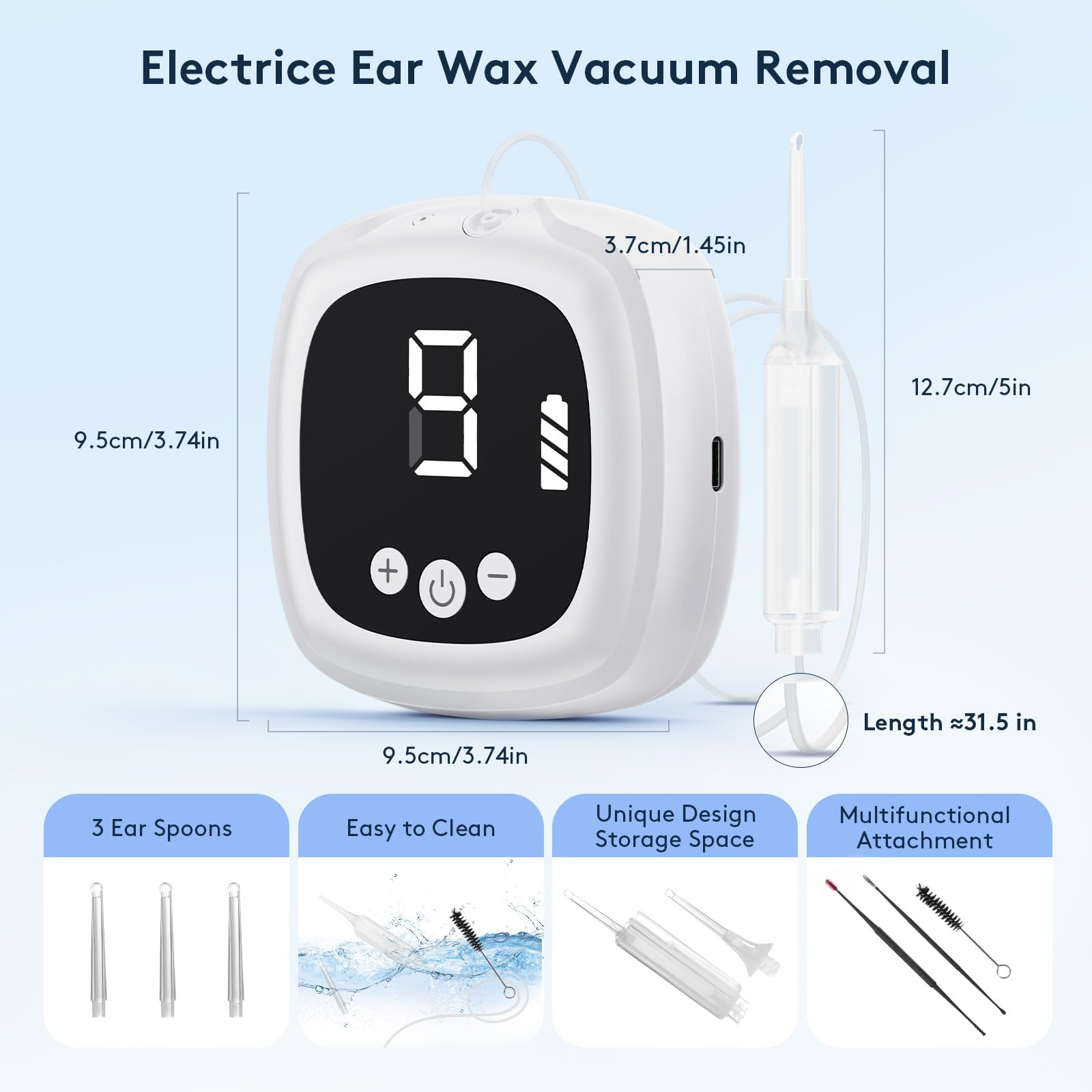 Outstart Ear Wax Vacuum Removal Kit — 9-Level Suction, Reusable Ear Cleaner (White)