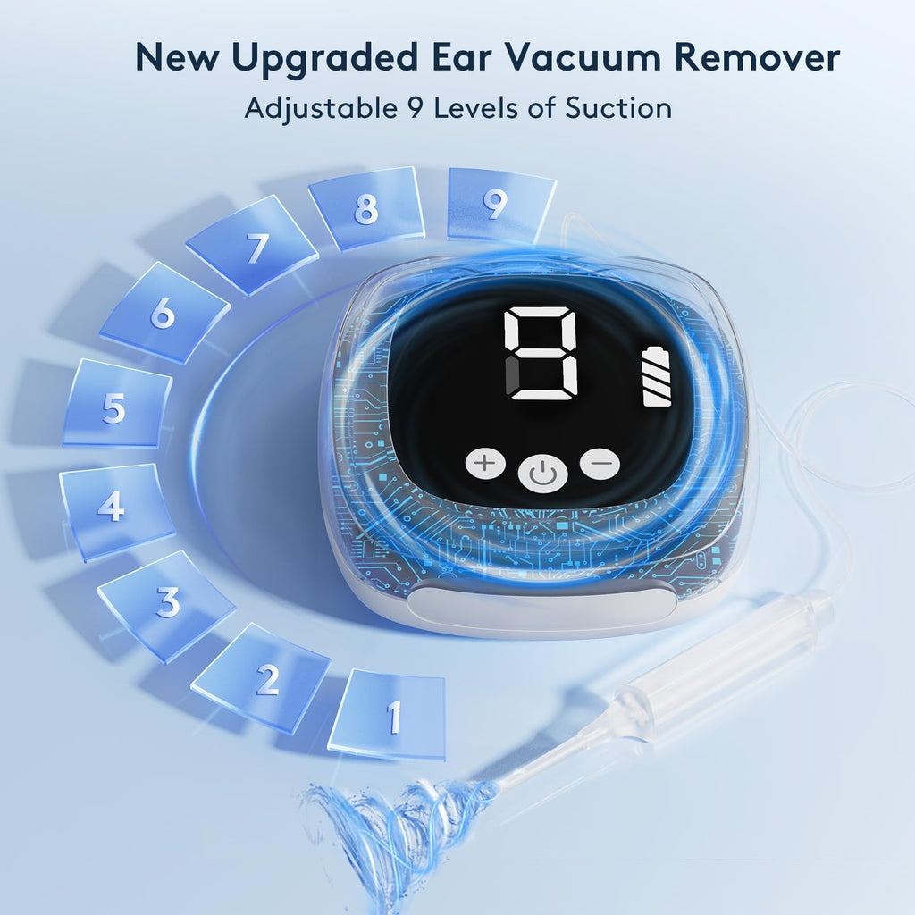 Outstart Ear Wax Vacuum Removal Kit — 9-Level Suction, Reusable Ear Cleaner (White)