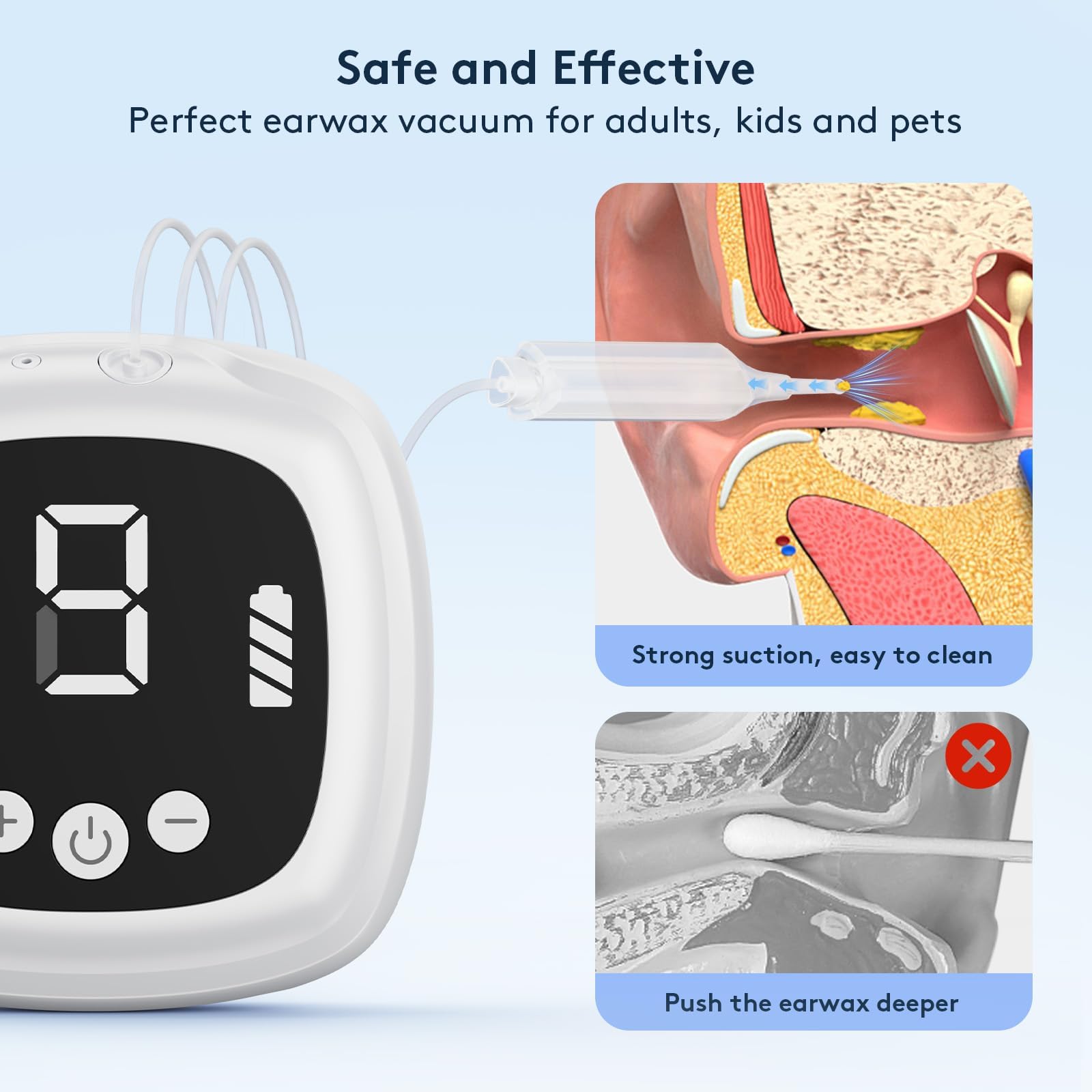 Outstart Ear Wax Vacuum Removal Kit — 9-Level Suction, Reusable Ear Cleaner (White)