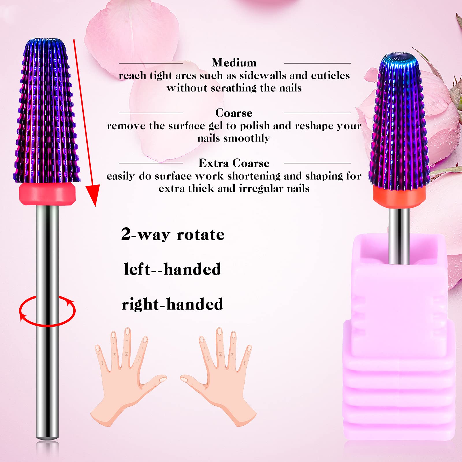 Outus 3-Piece Nail Carbide 5-in-1 Bit – 2-Way Rotation, 3/32-Inch Shank