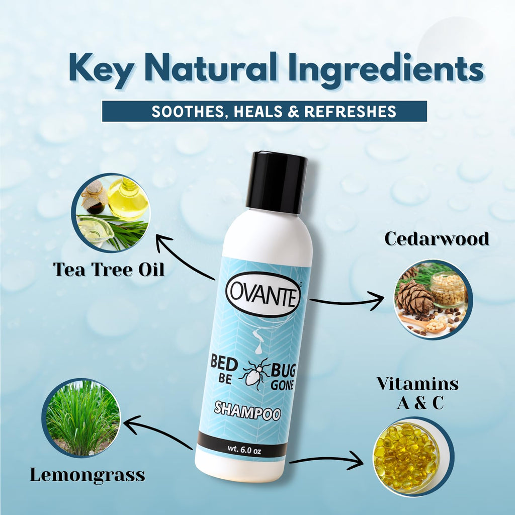 OVANTE BedBug Be Gone Scalp & Hair Treatment Shampoo – Soothes Itch, Redness & Irritation (6 oz)